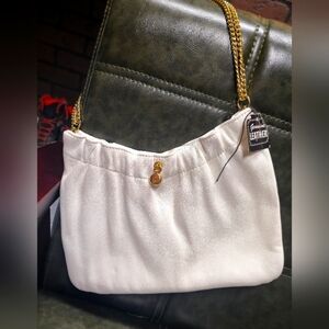 Vintage Ande 50s Style Leather Handbag with Gold Chain Strap.